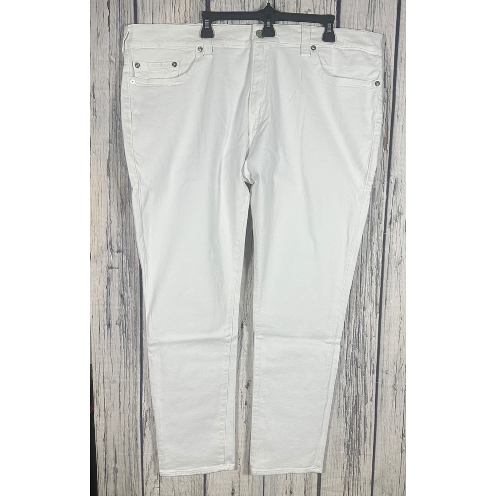 NWT True Religion Rocco Relaxed Skinny Jeans Mens 444x32 Optic White No Flap Y2K